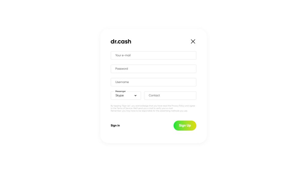 Dr.cash-Sign-Up-Form