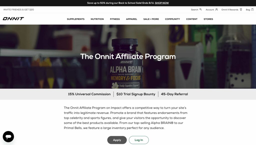 Onnit Fitness Affiliate Program