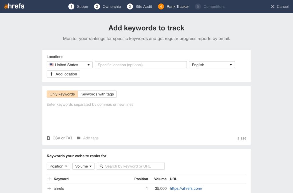 Ahrefs Rank Tracking