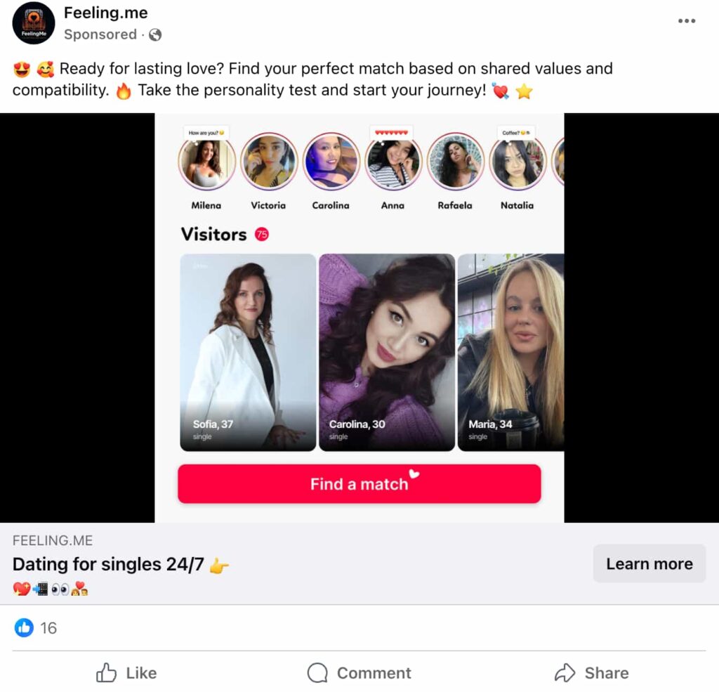 Dating niche Facebook ads